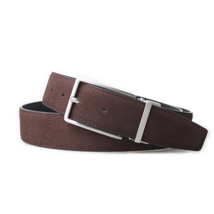 Men's Reversible Leather Belt - Blue Brown - 3.5cm