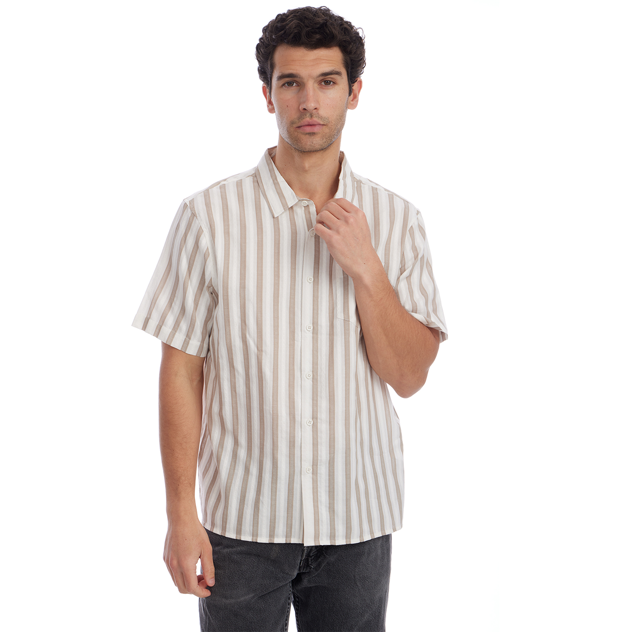 【WHITE】Open Collar Jacquard Mapping Print BEAMS PLUS（ビームス プラス）Open Collar Jacquard Mapping Print