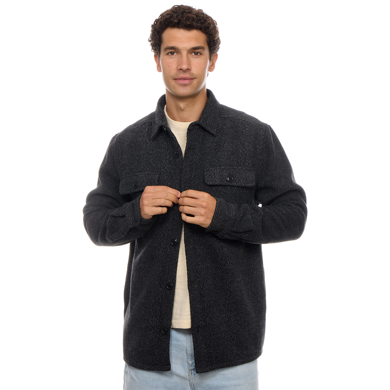 Bennett Herringbone Sherpa Lined Shacket