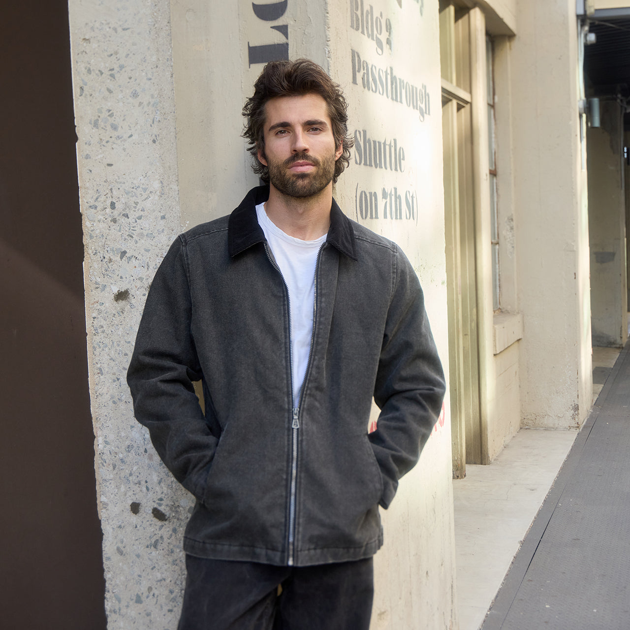 Samuel Washed Twill Zip Up Jacket