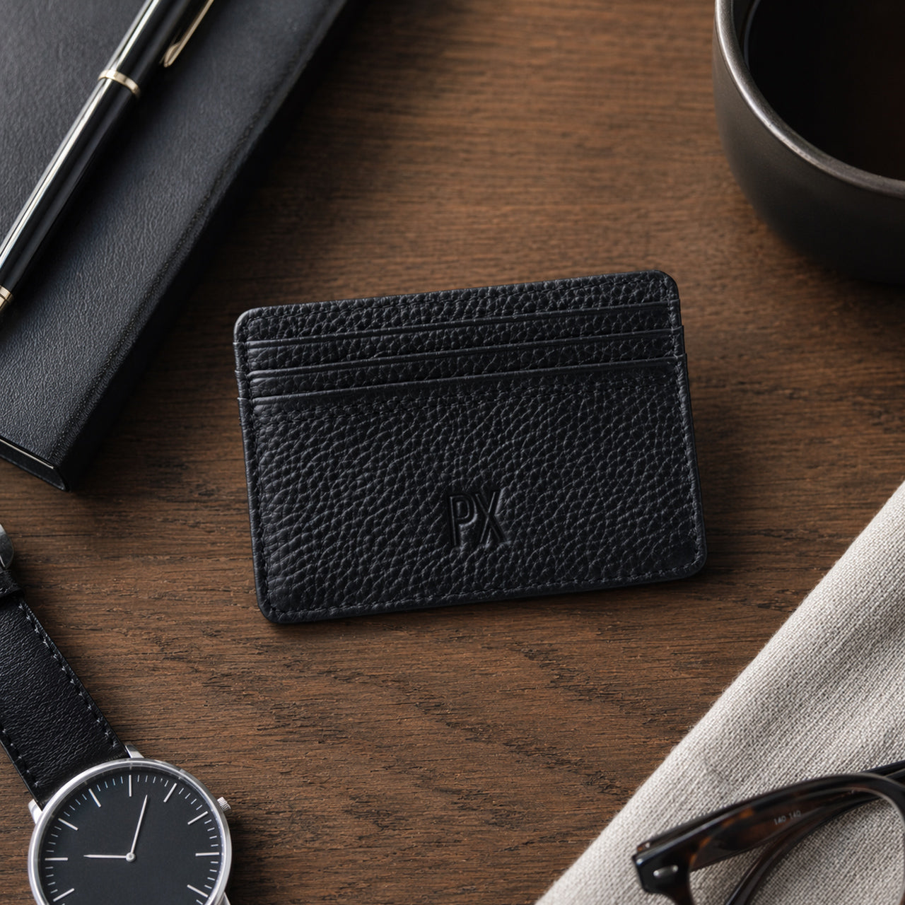 Parker Pebbled Leather Card Holder Wallet