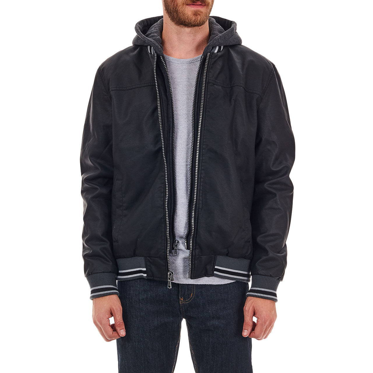 Bradley Vegan Leather Hooded Jacket