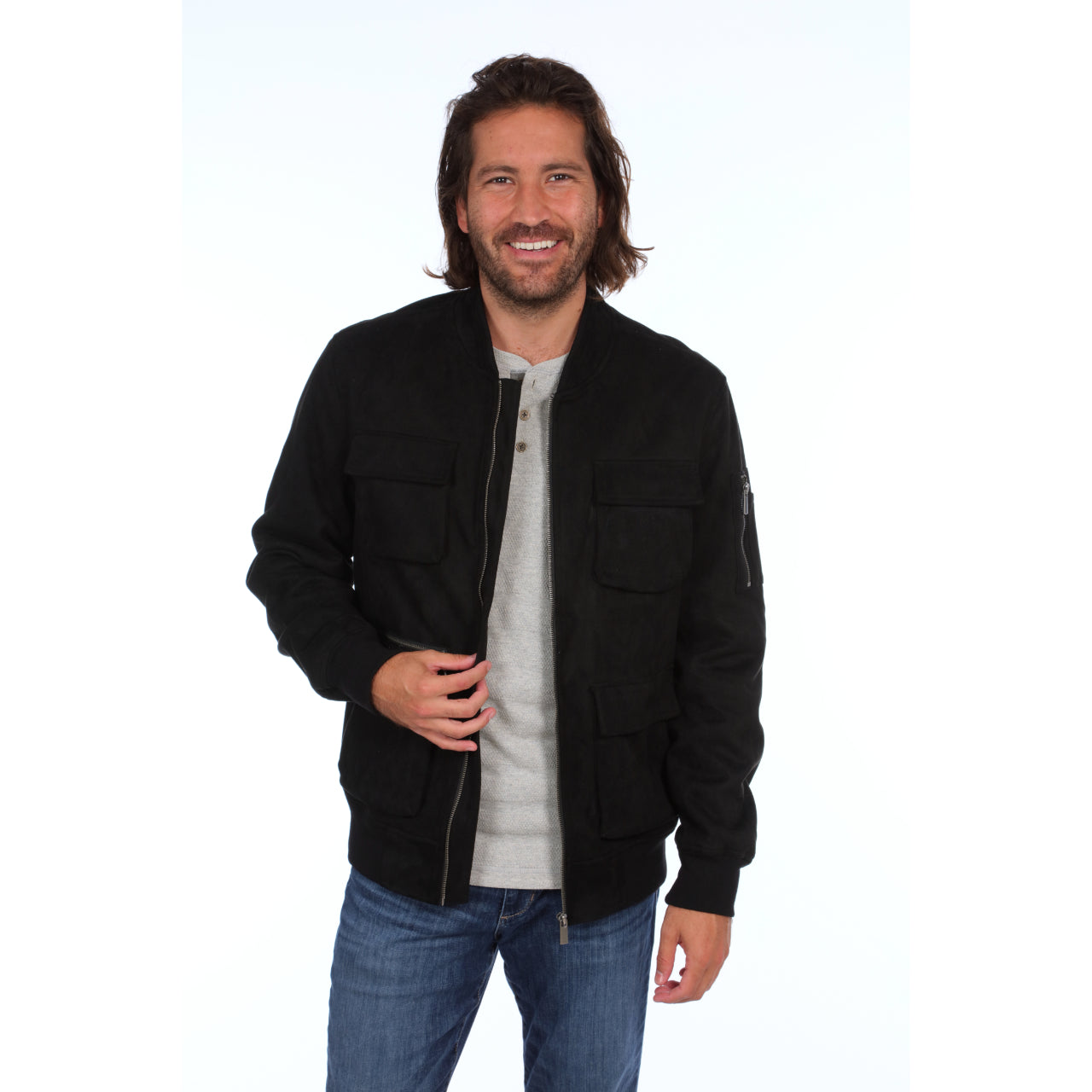 Austin Suede Cargo Bomber Jacket