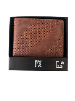 Gus Leather Diagonal Perforated Bifold Wallet