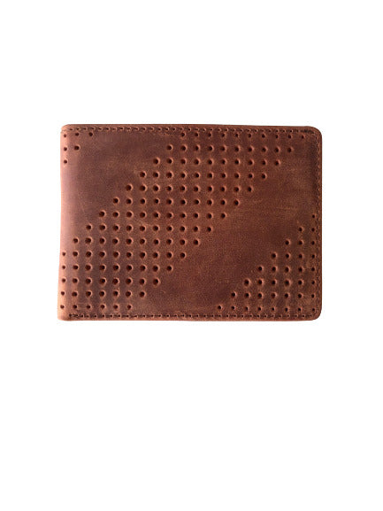 Gus Leather Diagonal Perforated Bifold Wallet