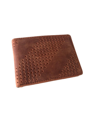 Gus Leather Diagonal Perforated Bifold Wallet