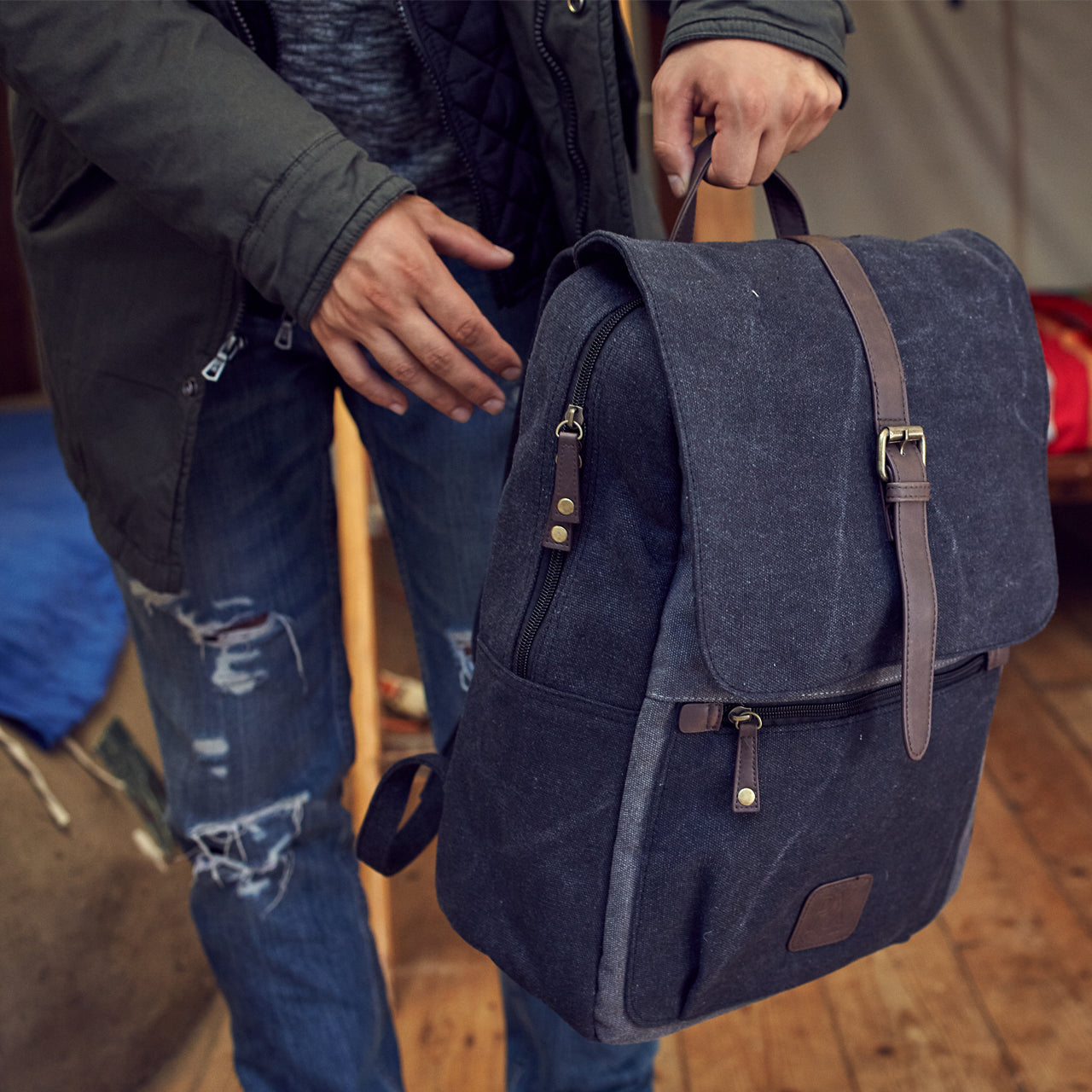 Lincoln Two Tone Canvas Backpack