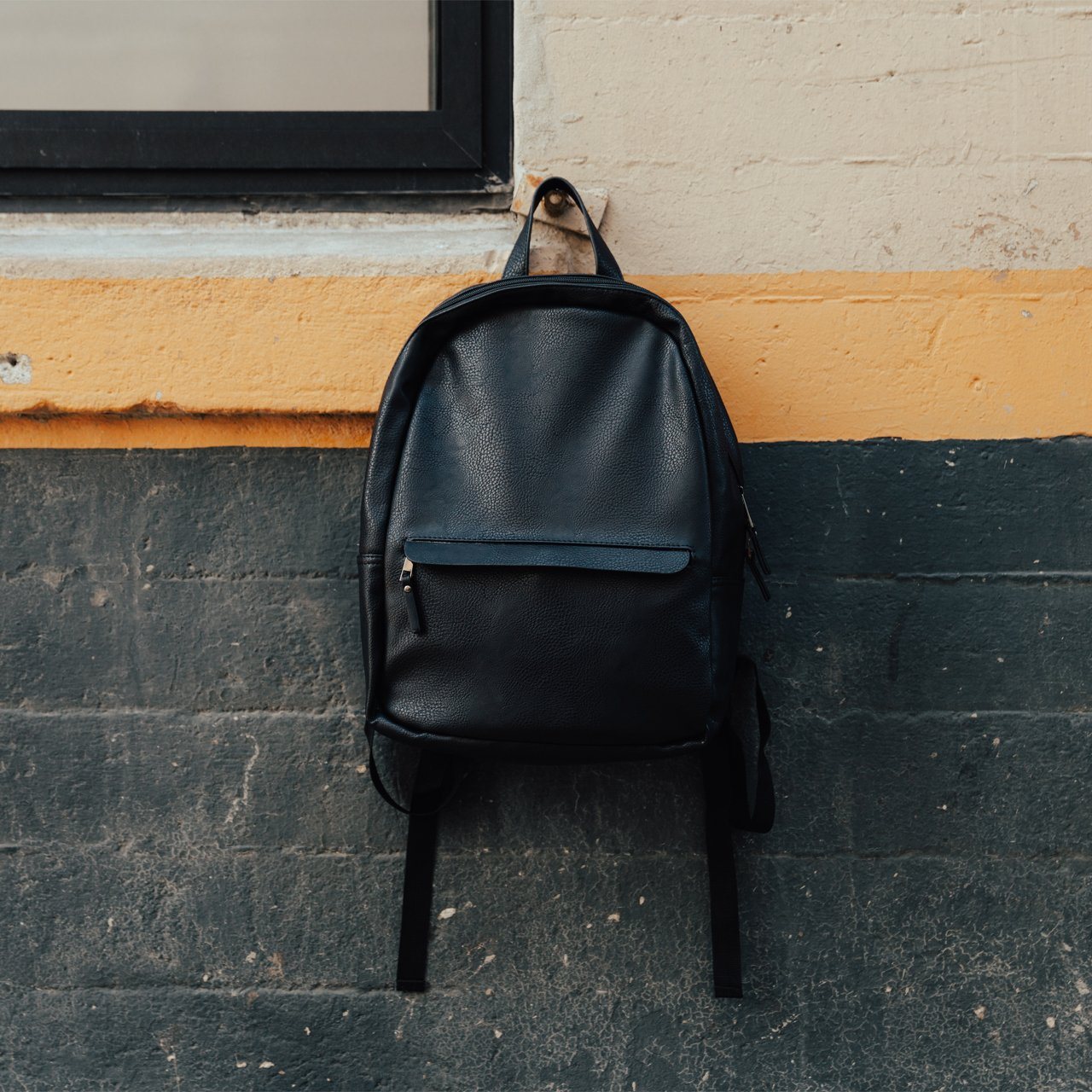 Vegan Leather Backpack | Black