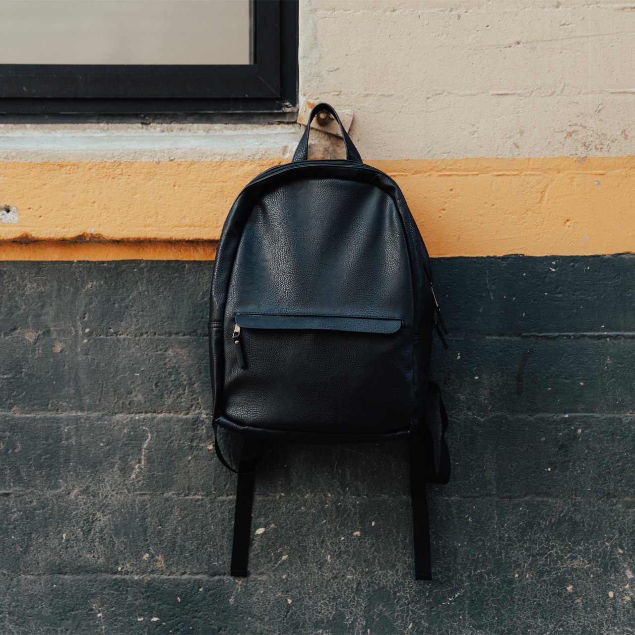 black vegan leather backpack Tucker Vegan Leather Backpack